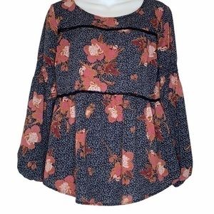 Knox Rose Boho Flowered Top Size XS
